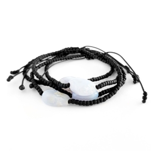 Męska bransoletka na sznurku chalcedon niebieski agat Little chalcedony nugget matte black