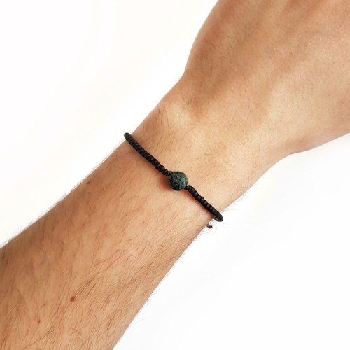 Męska bransoletka na sznurku jaspis kambaba Little kambaba coin matte black