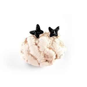 Kolczyki sztyfty motylki czarny turmalin w żywicy srebro p.925 Sparkles black