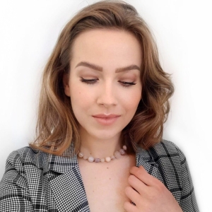 Bohemian naszyjnik choker unikat kwarc różowy, kunzyt, fosfosyderyt, jadeit, różowy opal i hematyt