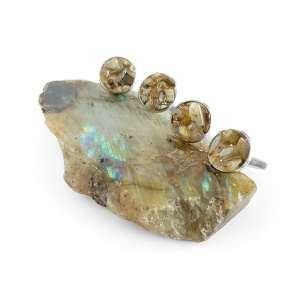 Spinki do mankietów labradoryt w żywicy stal chirurgiczna Sparkles labradorite