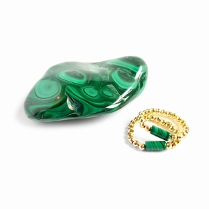 Pierścionek elastyczny malachit i hematyt Green in gold