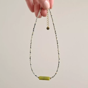 Naszyjnik unikat choker jadeit, jaspis dalmatyński i hematyt
