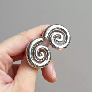 Kolczyki spirale / srebrne / stal chirurgiczna