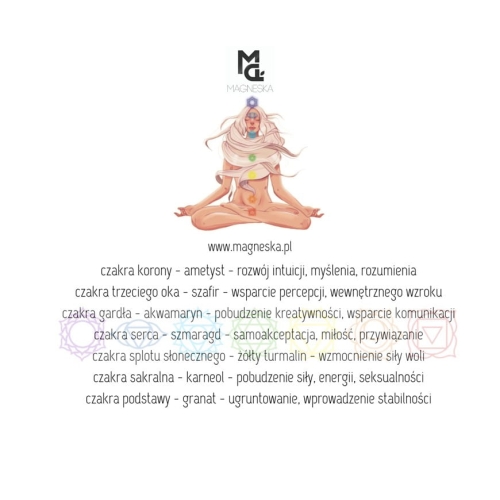 Balance - bransoletka wszystkie czakry - ametyst, szafir, akwamaryn, szmaragd, żółty turmalin, karneol, granat