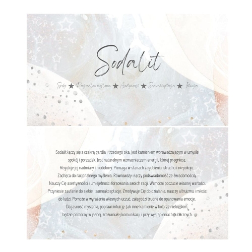 Sodalit - karta z właściwościami kamienia