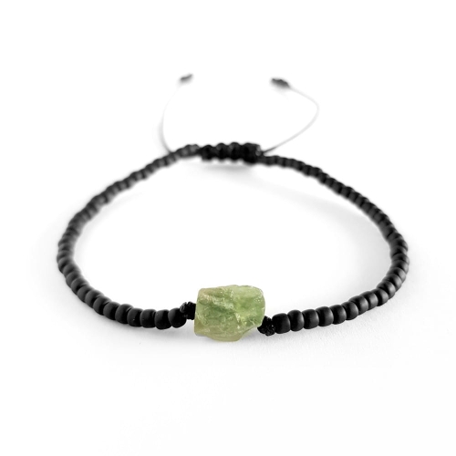 Męska bransoletka na sznurku zielony apatyt Little green apatite nugget matte black
